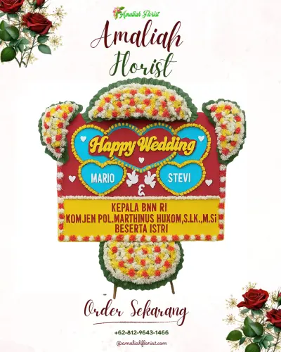 Karangan Papan Bunga Pernikahan di Sarwodadi